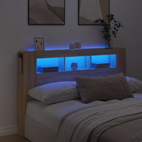 Cabecero LED madera ingeniería roble Sonoma 160x18,5x103,5 cm de , Cabeceros y pies de cama - Ref: Foro24-837353, Precio: 97,...