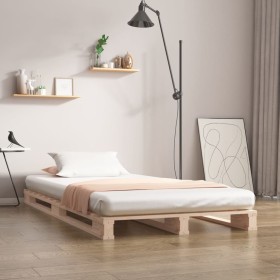 Single solid pine wood pallet bed 90x190 cm by , Beds and slatted bases - Ref: Foro24-821422, Price: 75,99 €, Discount: %