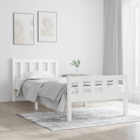 Weißer Einzelbettrahmen aus Massivholz, 90 x 190 cm von , Betten und Lattenroste - Ref: Foro24-810645, Preis: 115,99 €, Rabat...