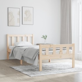 Estructura de cama madera maciza 75x190 cm de , Camas y somieres - Ref: Foro24-810639, Precio: 91,99 €, Descuento: %