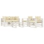 Set muebles de palets de jardín 5 pzas madera cojines crema de , Conjuntos de jardín - Ref: Foro24-3052464, Precio: 515,28 €,...