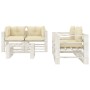 Garden pallet furniture set 5 pieces wood with cream cushions by , Garden sets - Ref: Foro24-3052464, Price: 515,28 €, Discou...