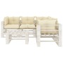 Garden pallet furniture set 6 pieces wood with cream cushions by , Garden sets - Ref: Foro24-3052466, Price: 582,87 €, Discou...