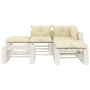 6-piece wooden garden pallet furniture set with cream cushions by , Garden sets - Ref: Foro24-3052451, Price: 520,95 €, Disco...