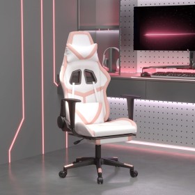 Silla gaming con reposapiés cuero sintético blanco y rosa de , Sillones para videojuegos - Ref: Foro24-3143684, Precio: 146,9...