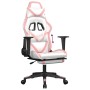 Gaming chair with footrest white and pink synthetic leather by , Gaming chairs - Ref: Foro24-3143684, Price: 146,62 €, Discou...