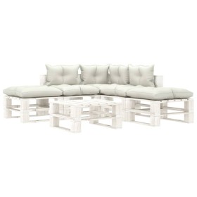 Garden pallet furniture set 6 pieces wood with beige cushions by , Garden sets - Ref: Foro24-3052427, Price: 511,99 €, Discou...