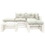 Garden pallet furniture set 6 pieces wood with beige cushions by , Garden sets - Ref: Foro24-3052427, Price: 511,77 €, Discou...