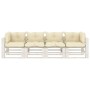 4-seater wooden pallet garden sofa with cream cushions by , Outdoor sofas - Ref: Foro24-3052450, Price: 383,99 €, Discount: %