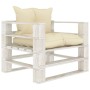 Garden pallet furniture set 6 pieces wood with cream cushions by , Garden sets - Ref: Foro24-3052454, Price: 564,91 €, Discou...