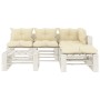 Set muebles de palés jardín 6 piezas madera cojines crema de , Conjuntos de jardín - Ref: Foro24-3052461, Precio: 516,28 €, D...