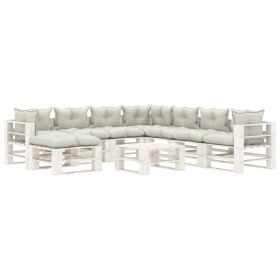 9-piece wooden garden pallet furniture set with beige cushions by , Garden sets - Ref: Foro24-3052432, Price: 758,99 €, Disco...