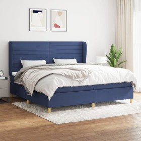 Cama box spring con colchón tela azul 200x200 cm de , Camas y somieres - Ref: Foro24-3128635, Precio: 688,99 €, Descuento: %