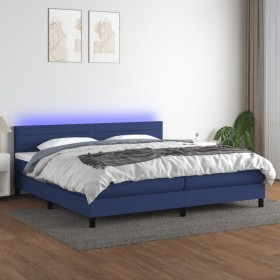 Box spring bed mattress and LED lights blue fabric 200x200 cm by , Beds and slatted bases - Ref: Foro24-3133267, Price: 635,8...