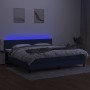 Box spring bed mattress and LED lights blue fabric 200x200 cm by , Beds and slatted bases - Ref: Foro24-3133267, Price: 604,2...