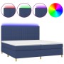 Cama box spring colchón y luces LED tela azul 200x200 cm de , Camas y somieres - Ref: Foro24-3135627, Precio: 675,99 €, Descu...