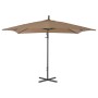 Cantilever parasol with steel pole 250x250 cm taupe by vidaXL, Umbrellas - Ref: Foro24-44880, Price: 133,49 €, Discount: %