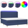 Cama box spring colchón y luces LED tela azul 200x200 cm de , Camas y somieres - Ref: Foro24-3139227, Precio: 708,76 €, Descu...