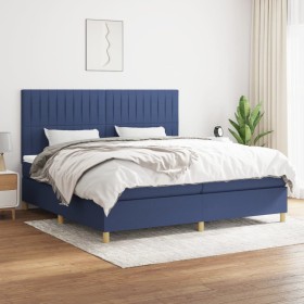 Cama box spring con colchón tela azul 200x200 cm de , Camas y somieres - Ref: Foro24-3142527, Precio: 676,99 €, Descuento: %