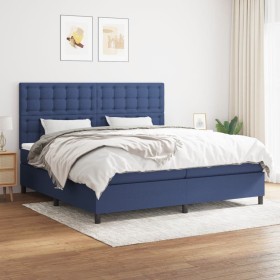 Cama box spring con colchón tela azul 200x200 cm de , Camas y somieres - Ref: Foro24-3142127, Precio: 744,96 €, Descuento: %