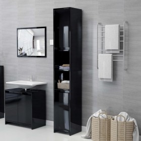 Armario de baño madera contrachapada negro brillo 30x30x183,5cm de , Muebles de baño - Ref: Foro24-802676, Precio: 140,87 €, ...