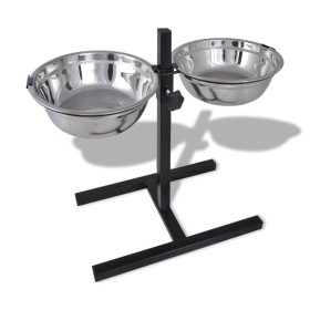 Adjustable Pet Feeding Holder 2X1.6L Stainless Bowl by , Pet bowls, feeders, and waterers - Ref: Foro24-170091, Price: 28,99 ...