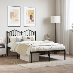 Bed frame with black metal headboard 120x200 cm by , Beds and slatted bases - Ref: Foro24-373787, Price: 86,04 €, Discount: %