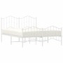 Metal bed frame with headboard and white footboard 140x200 cm by , Beds and slatted bases - Ref: Foro24-373857, Price: 105,90...