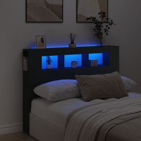 Cabecero con LED madera de ingeniería negro 140x18,5x103,5 cm de , Cabeceros y pies de cama - Ref: Foro24-837345, Precio: 103...