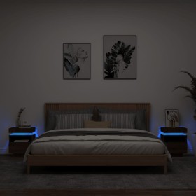 Mesitas de noche con luces LED 2 uds marrón roble 40x39x48,5cm de , Mesitas de noche - Ref: Foro24-836797, Precio: 139,79 €, ...