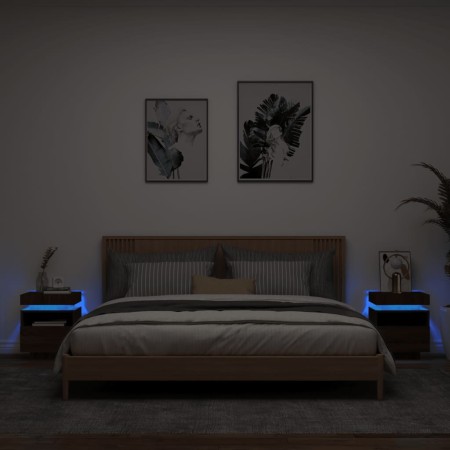 Mesitas de noche con luces LED 2 uds marrón roble 40x39x48,5cm de , Mesitas de noche - Ref: Foro24-836797, Precio: 139,65 €, ...