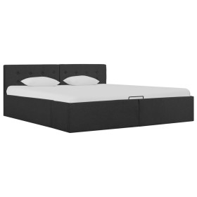 Cama canapé hidráulica LED tela gris oscuro 160x200 cm de , Camas y somieres - Ref: Foro24-285574, Precio: 397,99 €, Descuent...