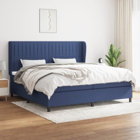 Box spring bed with blue fabric mattress 200x200 cm by , Beds and slatted bases - Ref: Foro24-3128155, Price: 718,27 €, Disco...