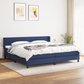 Cama box spring con colchón tela azul 200x200 cm de , Camas y somieres - Ref: Foro24-3129823, Precio: 600,99 €, Descuento: %