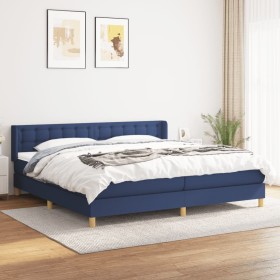 Box spring bed with blue fabric mattress 200x200 cm by , Beds and slatted bases - Ref: Foro24-3130623, Price: 596,99 €, Disco...