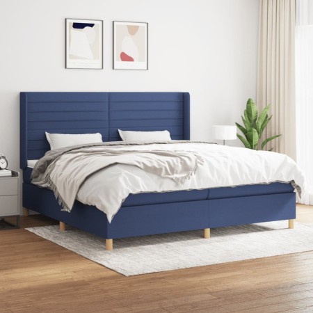 Cama box spring con colchón tela azul 200x200 cm de , Camas y somieres - Ref: Foro24-3132103, Precio: 728,89 €, Descuento: %