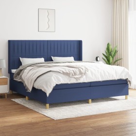 Box spring bed with blue fabric mattress 200x200 cm by , Beds and slatted bases - Ref: Foro24-3132183, Price: 709,25 €, Disco...