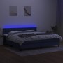 Cama box spring colchón y luces LED tela azul 200x200 cm de , Camas y somieres - Ref: Foro24-3133507, Precio: 636,98 €, Descu...