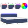 Cama box spring con colchón y LED tela azul 200x200 cm de , Camas y somieres - Ref: Foro24-3133907, Precio: 634,40 €, Descuen...