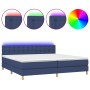 Cama box spring con colchón y LED tela azul 200x200 cm de , Camas y somieres - Ref: Foro24-3134067, Precio: 608,97 €, Descuen...