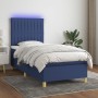 Cama box spring colchón y luces LED tela azul 100x200 cm de , Camas y somieres - Ref: Foro24-3135579, Precio: 390,06 €, Descu...