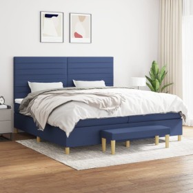 Cama box spring con colchón tela azul 200x200 cm de , Camas y somieres - Ref: Foro24-3137267, Precio: 754,18 €, Descuento: %