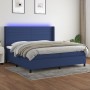 Box spring bed mattress and LED lights blue fabric 200x200 cm by , Beds and slatted bases - Ref: Foro24-3138427, Price: 720,3...