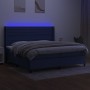 Boxspringbettmatratze und LED-Leuchten aus blauem Stoff 200x200 cm von , Betten und Lattenroste - Ref: Foro24-3138427, Preis:...