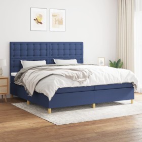 Box spring bed with blue fabric mattress 200x200 cm by , Beds and slatted bases - Ref: Foro24-3142687, Price: 685,96 €, Disco...