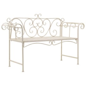 Banco de jardín metal blanco envejecido 132 cm de vidaXL, Bancos de jardín - Ref: Foro24-45430, Precio: 159,83 €, Descuento: %