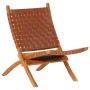 Silla de relax plegable cuero auténtico marrón de , Taburetes y sillas plegables - Ref: Foro24-356376, Precio: 165,99 €, Desc...