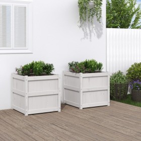 Outdoor planters 2 units solid white pine wood by , Pots and planters - Ref: Foro24-837427, Price: 140,99 €, Discount: %