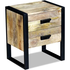 Side table with 2 drawers solid mango wood 43x33x51 cm by vidaXL, Nightstands - Ref: Foro24-243298, Price: 170,99 €, Discount: %