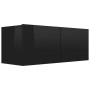 Glossy black plywood TV cabinet 80x30x30 cm by , TV Furniture - Ref: Foro24-801479, Price: 52,34 €, Discount: %